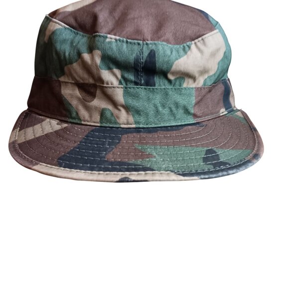 Vintage Woodland Camouflage Cotton/Nylon Military Cap Size 6 3/4 With Ear Flaps - Picture 2 of 8